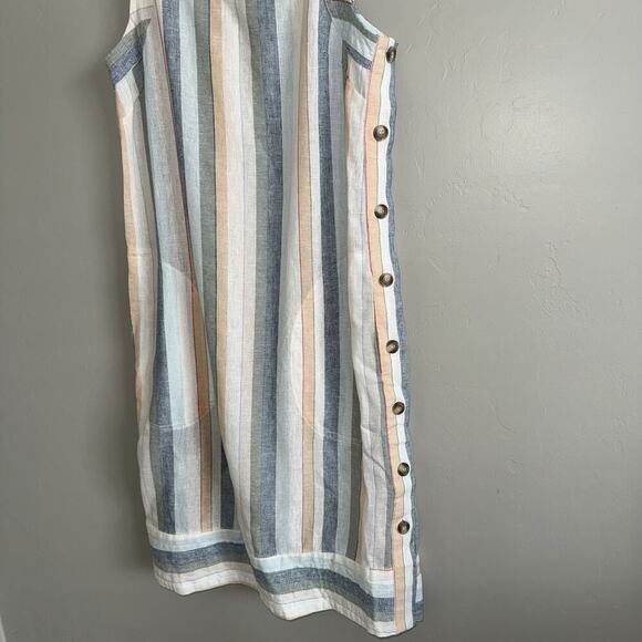 For Cynthia Womens Shift Tank Striped Linen Button Down Summer Dress Size XS - Picture 5 of 7